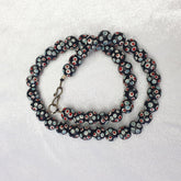 Black Venetian Hundred  eyes Red Skunk Style Beads Necklace11.5mm & 20" long